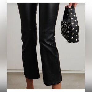 Theory Black Boot Cut Leather Pants Sz 23 Like New